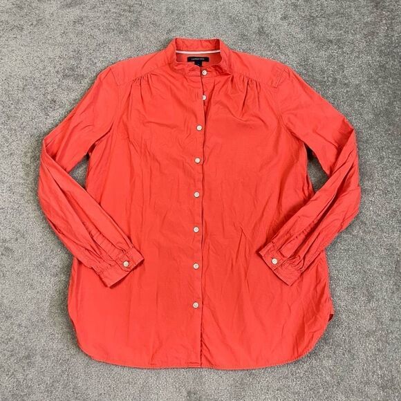Lands End Women’s Medium Orange Casual Button Down Shirt Top - Picture 1 of 5